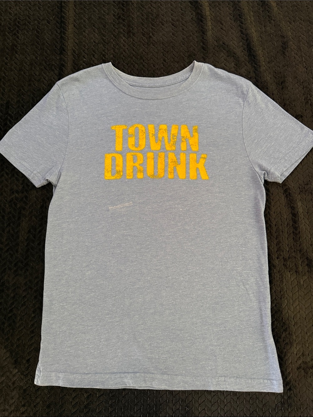 Heather Gray Short Sleeve Tee with Yellow 'TOWN DRUNK' Graphic